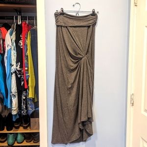 FINAL PRICE BOBEAU Long Heather Grey Ruched Knit Convertible Maxi Skirt
